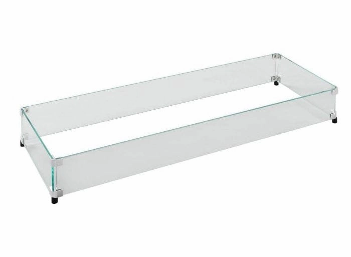 The Outdoor Greatroom Company Rectangular Glass Wind Guard for CF-1224 Burner Glass Guard-1224Fireproof mat for under fire pit