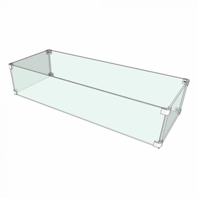 The Outdoor Plus 13x34x8 inch Rectangular Tempered Glass Wind Guard OPT-WG-3413Fireproof mat for under fire pit