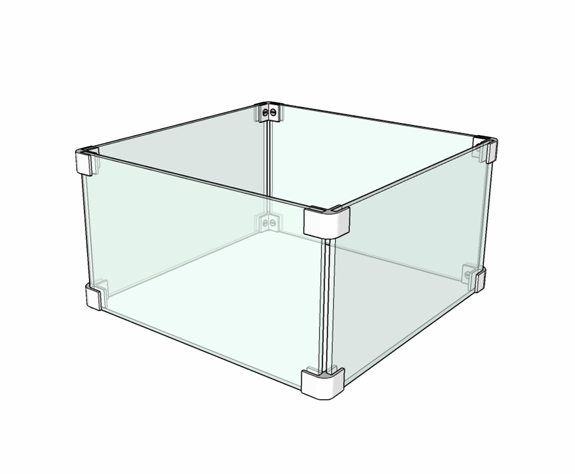 The Outdoor Plus 20x20 inch Square Tempered Glass Wind Guard OPT-WG-2020Fireproof mat for under fire pit