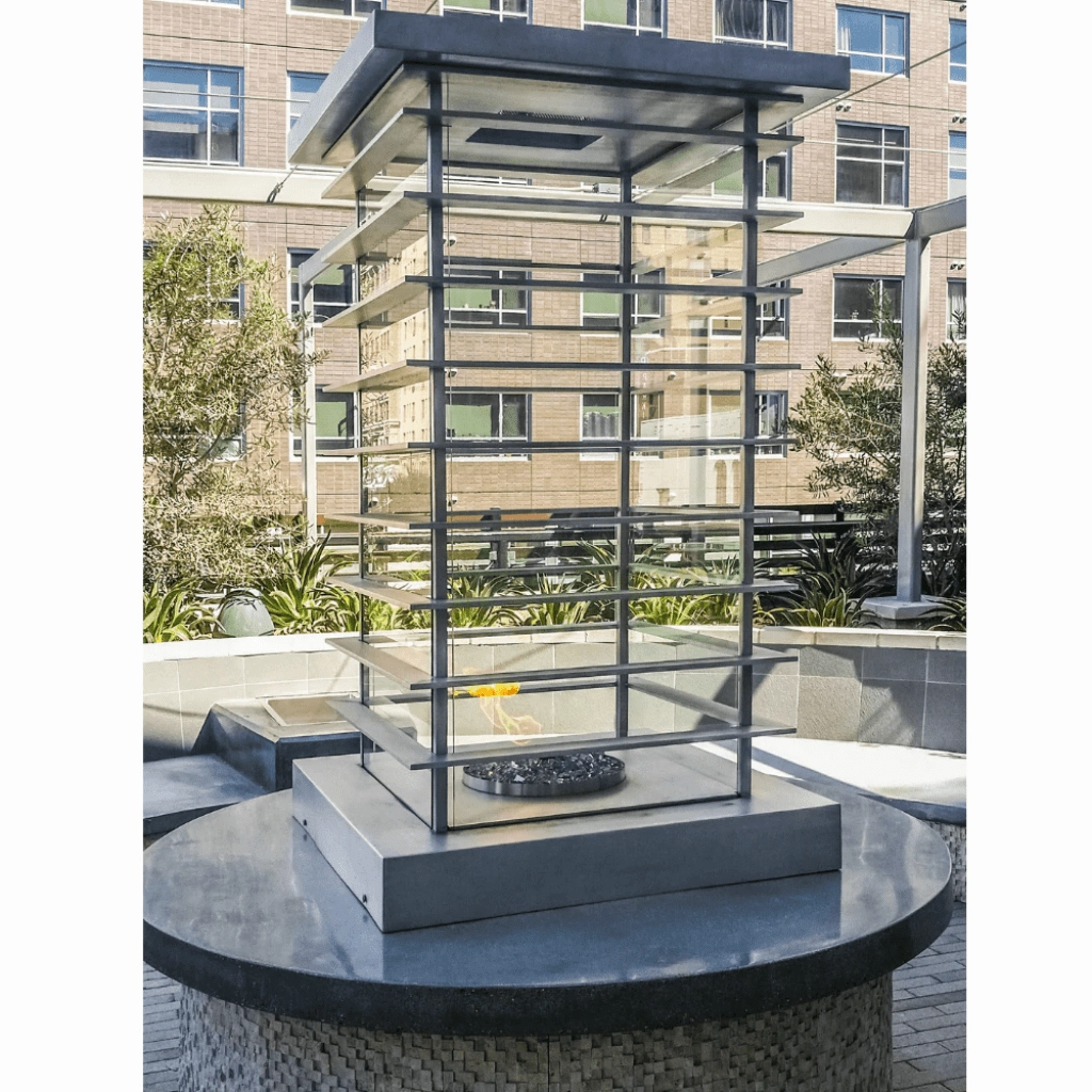 The Outdoor Plus 28" Powder Coated Steel 12V Electronic Ignition High Rise Fire Tower OPT-FTWR628E12V