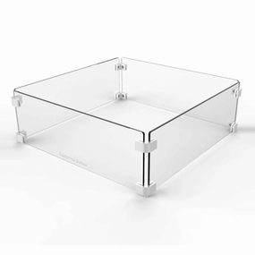 The Outdoor Plus 32x32x8 inch Square Tempered Glass Wind Guard OPT-WG-3232Fireproof mat for under fire pit