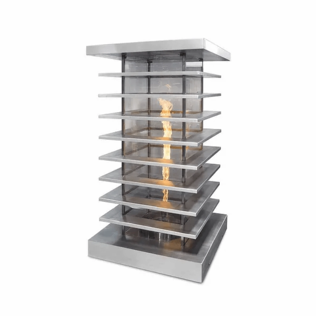 The Outdoor Plus 42" Stainless Steel 110V Electronic Ignition High Rise Fire Tower OPT-FTWR542EKITportable outdoor fire pit with lid
