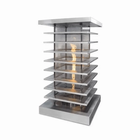 The Outdoor Plus 42" Stainless Steel 110V Electronic Ignition High Rise Fire Tower OPT-FTWR542EKITportable outdoor fire pit with lid