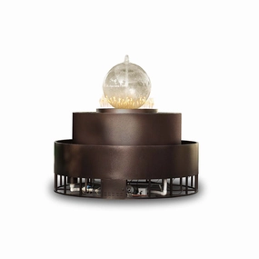 The Outdoor Plus 89" Round Atlas Fire & Water Fountain - Powder Coated Metal OPT-ATL89E12Vportable outdoor fire pit with lid