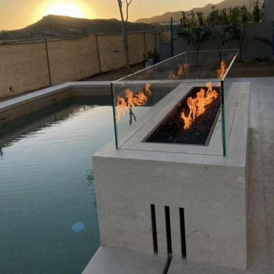 The Outdoor Plus - Cabo Linear Rectangle Concrete Fire Pit Table OPT-CBLN