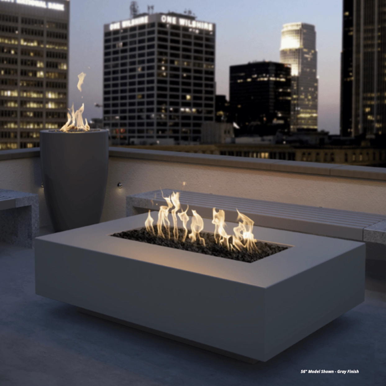 The Outdoor Plus - Cabo Linear Rectangle Concrete Fire Pit Table OPT-CBLN