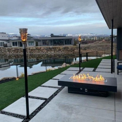 The Outdoor Plus - Newport Collection Rectangular Concrete Fire Pit Table OPT-NPT