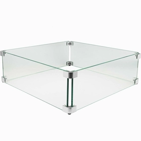 The Outdoor Plus - Square Glass Wind Guard 24" x 24" Tempered Glass Compatible with Select 36" Units OPT-WG-2424Spark screen for fire pit
