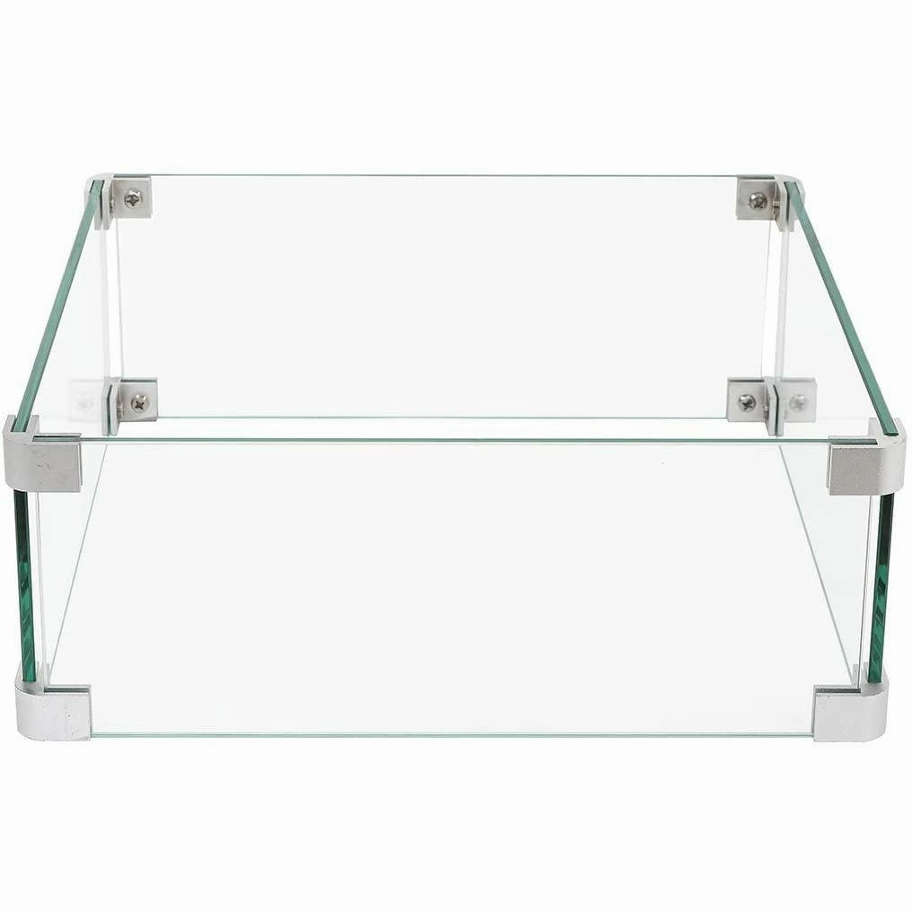 The Outdoor Plus - Square Glass Wind Guard 32"L x 32"W x 8"H Tempered Glass Compatible with Select Units OPT-WG-3232Spark screen for fire pit