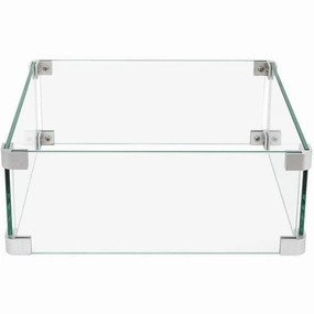 The Outdoor Plus - Square Glass Wind Guard 32"L x 32"W x 8"H Tempered Glass Compatible with Select Units OPT-WG-3232Spark screen for fire pit
