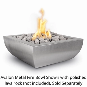The Outdoor Plus Avalon 36" Stainless Steel Square 12V Electronic Ignition Fire Bowl OPT-36AVCPFE12Vportable outdoor fire pit with lid