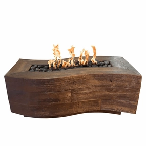 The Outdoor Plus Big Sur GFRC 72" 110V Electronic Ignition Wood Grain Concrete Rectangle Gas Fire Pit OPT-BGSR72EKITportable outdoor fire pit with lid