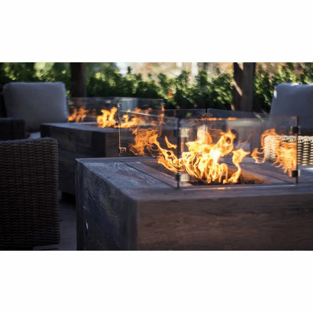The Outdoor Plus Catalina 108" GFRC Wood Grain Concrete Rectangle 12V Electronic Ignition Gas Fire Pit OPT-CTL108E12V