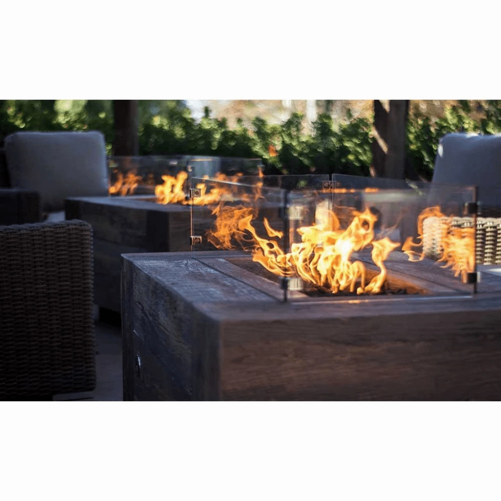 The Outdoor Plus Catalina 108" GFRC Wood Grain Concrete Rectangle Match Lit with Flame Sense Gas Fire Pit OPT-CTL108FSML