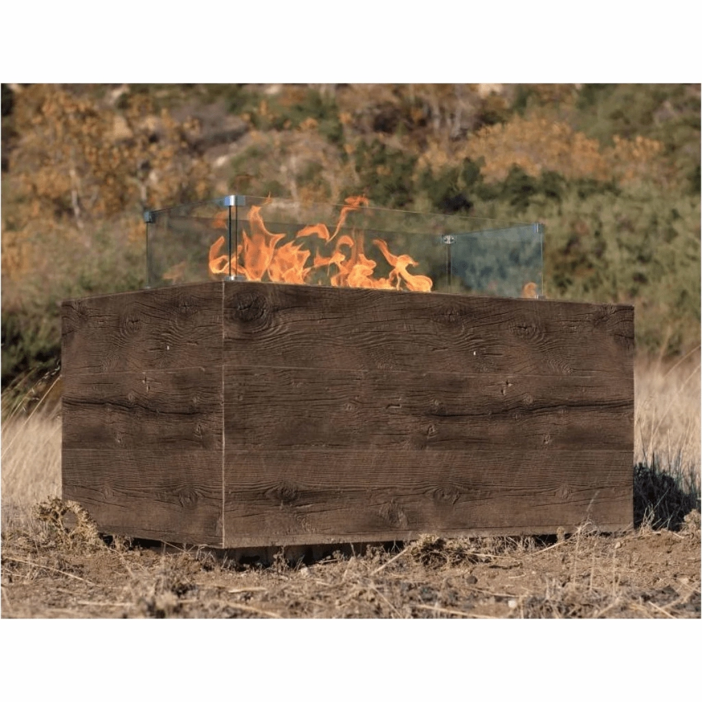 The Outdoor Plus Catalina 108" GFRC Wood Grain Concrete Rectangle Match Lit with Flame Sense Gas Fire Pit OPT-CTL108FSML