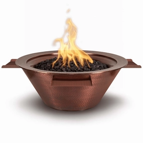 The Outdoor Plus Cazo 30" Hammered Copper 4 Way Spill Round Match Lit Fire & Water Bowl OPT-4W30portable outdoor fire pit with lid