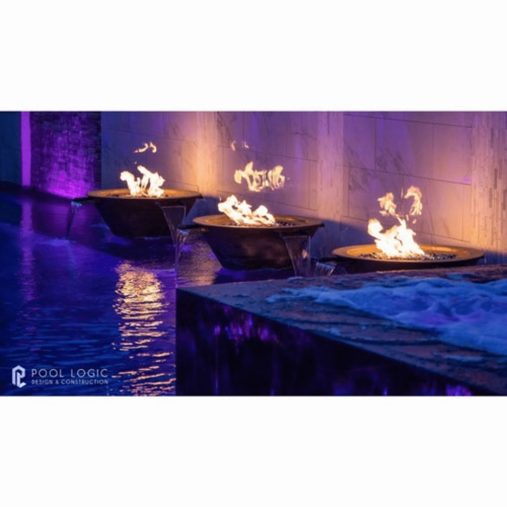 The Outdoor Plus Cazo 30" Hammered Copper 4 Way Spill Round Match Lit Fire & Water Bowl OPT-4W30