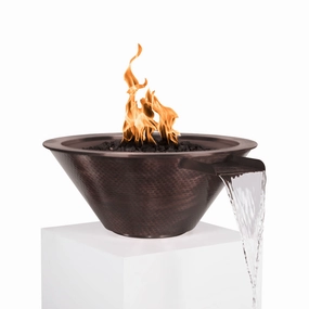 The Outdoor Plus Cazo 36" Electronic Ignition Hammered Copper Round Fire & Water Bowl OPT-102-36NWCBE12Vportable outdoor fire pit with lid
