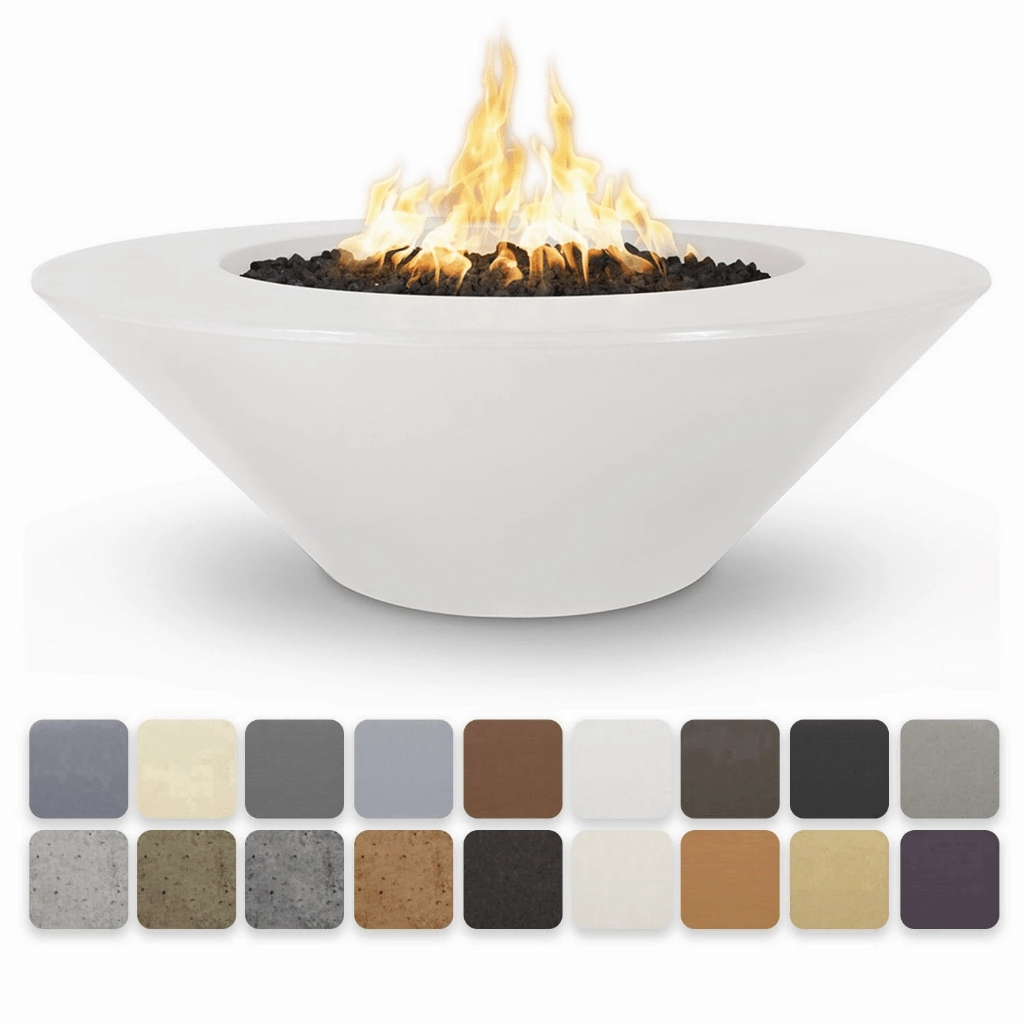 The Outdoor Plus Cazo 48" Wide Ledge GFRC Match Lit with Flame Sense Concrete Round Fire Pit OPT-CZ48FSMLportable outdoor fire pit with lid