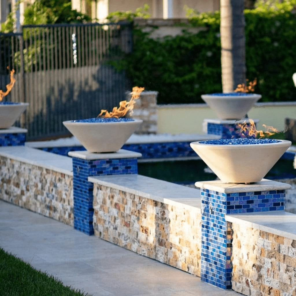 The Outdoor Plus Cazo GFRC 24" 12V Electronic Ignition Concrete Round Fire Bowl OPT-24RFOE12V