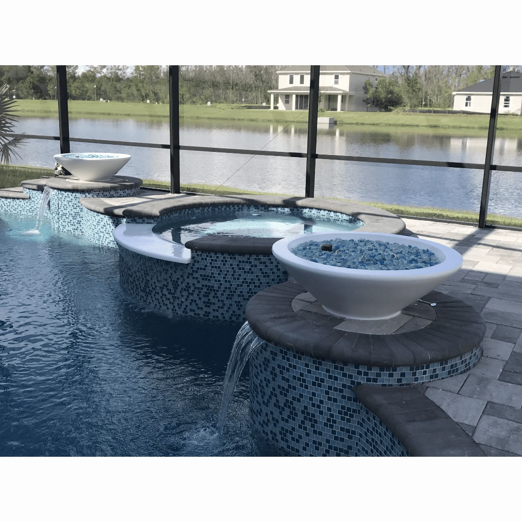 The Outdoor Plus Cazo GFRC 48" 12V Electronic Ignition Concrete Round Fire Bowl OPT-48RFOE12V