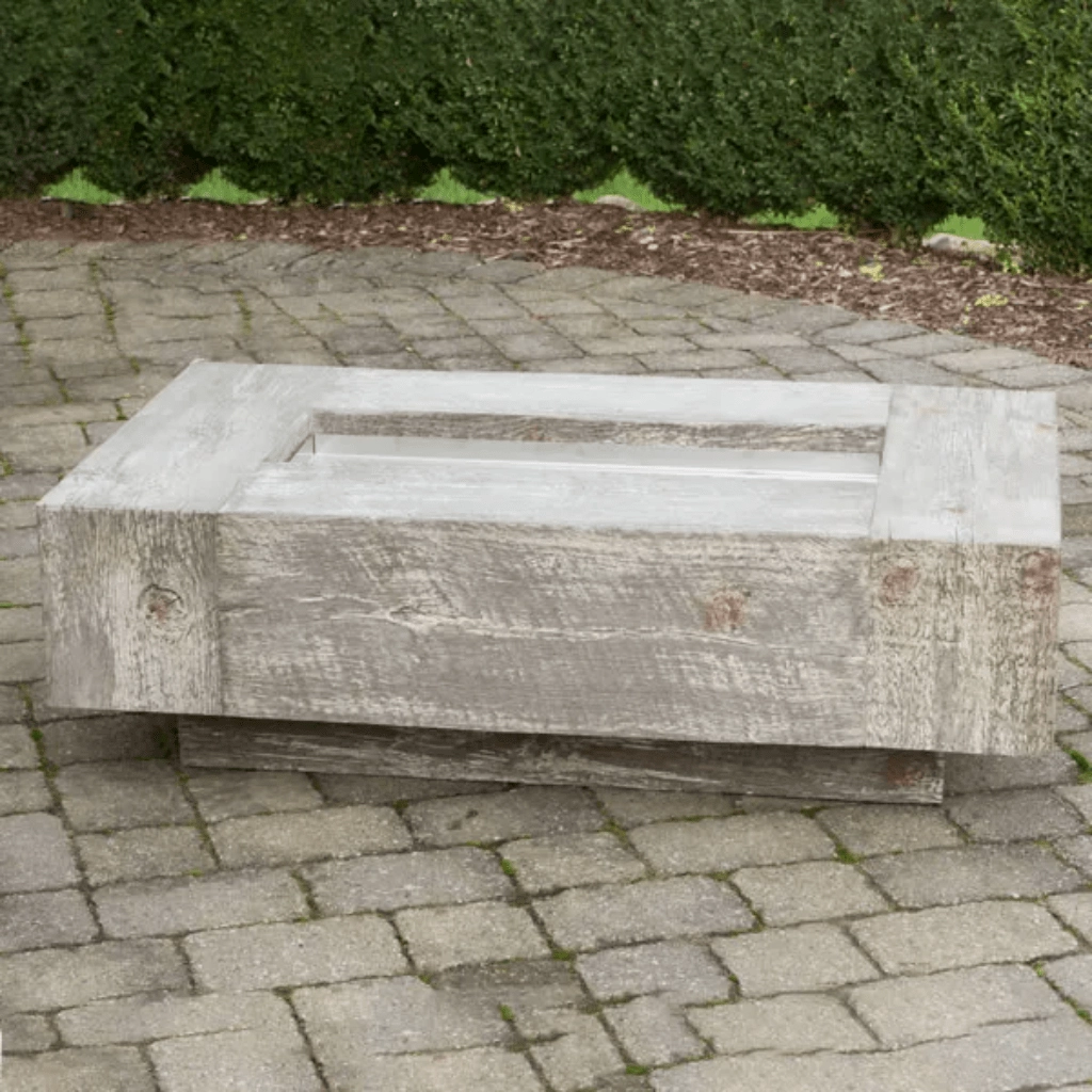 The Outdoor Plus Coronado 48" GFRC Wood Grain Match Lit Concrete Rectangle Gas Fire Pit OPT-COR48
