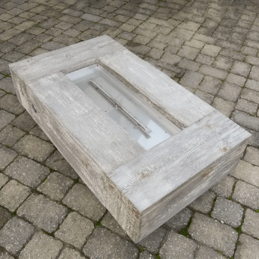 The Outdoor Plus Coronado 48" GFRC Wood Grain Match Lit with Flame Sense Concrete Rectangle Gas Fire Pit OPT-COR48FSML