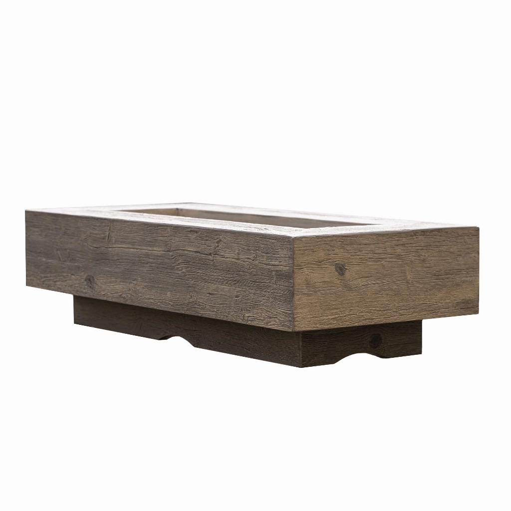 The Outdoor Plus Coronado 60" GFRC Wood Grain Match Lit with Flame Sense Concrete Rectangle Gas Fire Pit OPT-COR60FSML