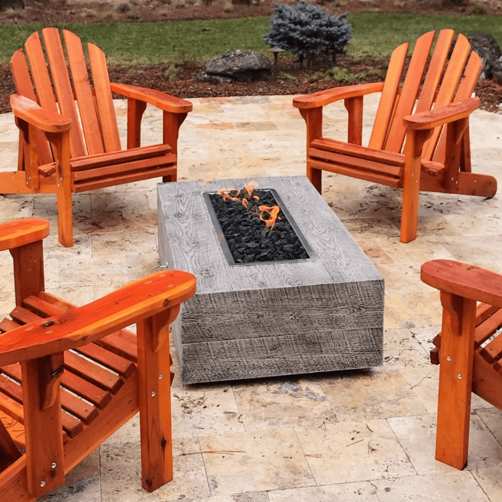 The Outdoor Plus Coronado 60" GFRC Wood Grain Match Lit with Flame Sense Concrete Rectangle Gas Fire Pit OPT-COR60FSML