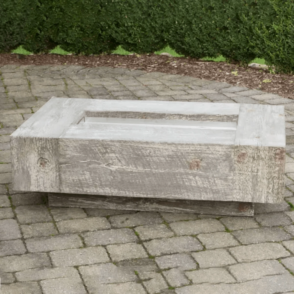 The Outdoor Plus Coronado 60" GFRC Wood Grain Match Lit with Flame Sense Concrete Rectangle Gas Fire Pit OPT-COR60FSML