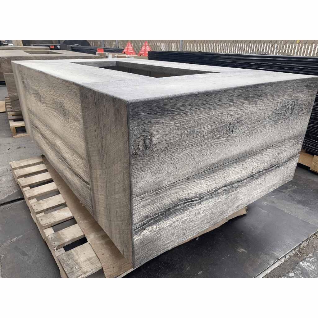 The Outdoor Plus Coronado 60" GFRC Wood Grain Match Lit with Flame Sense Concrete Rectangle Gas Fire Pit OPT-COR60FSML