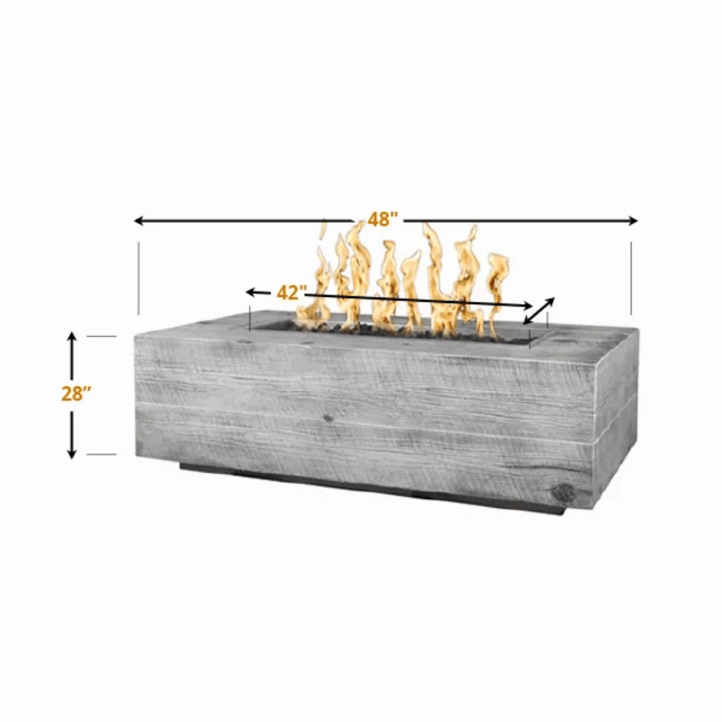 The Outdoor Plus Coronado 60" GFRC Wood Grain Match Lit with Flame Sense Concrete Rectangle Gas Fire Pit OPT-COR60FSML