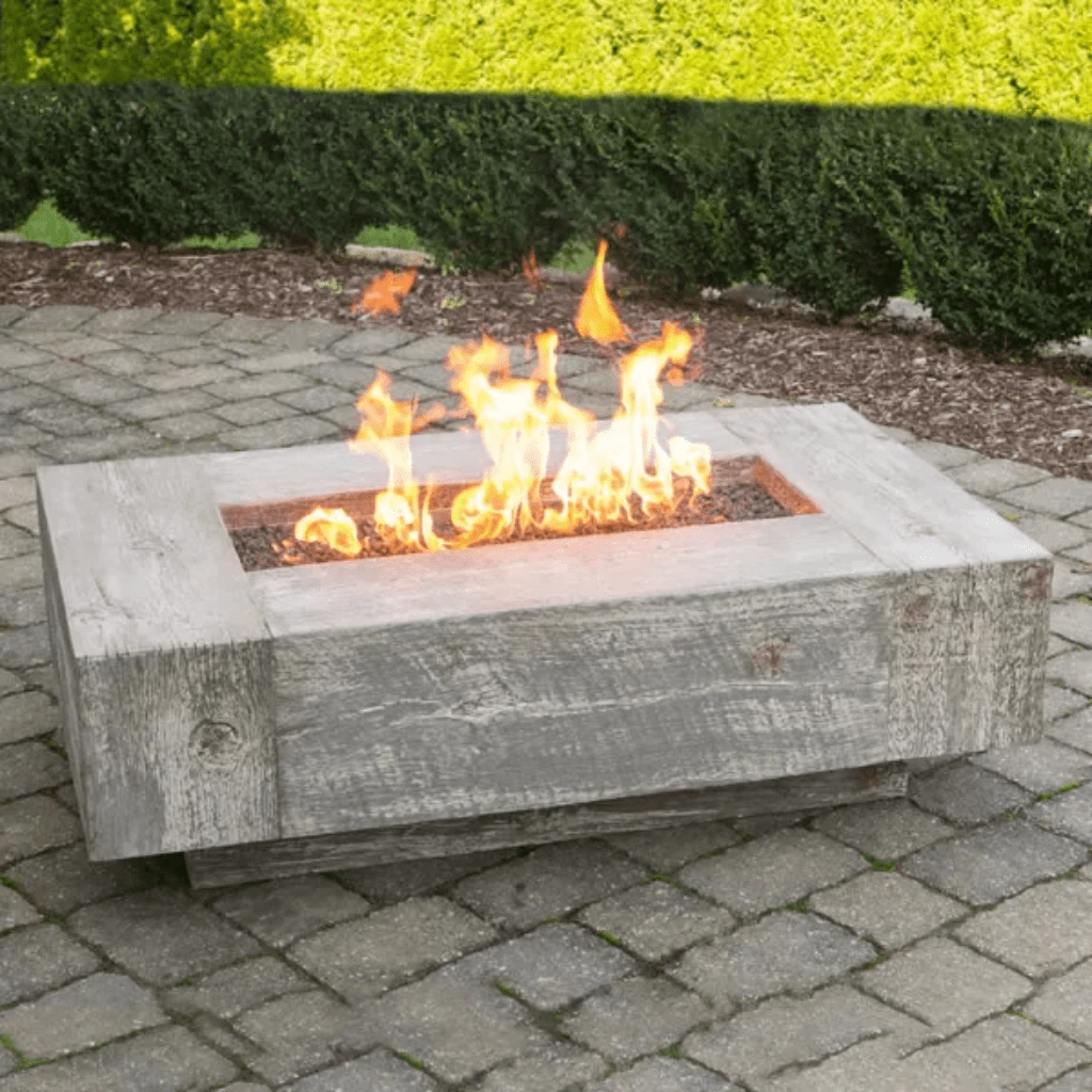 The Outdoor Plus Coronado 60" GFRC Wood Grain Match Lit with Flame Sense Concrete Rectangle Gas Fire Pit OPT-COR60FSML