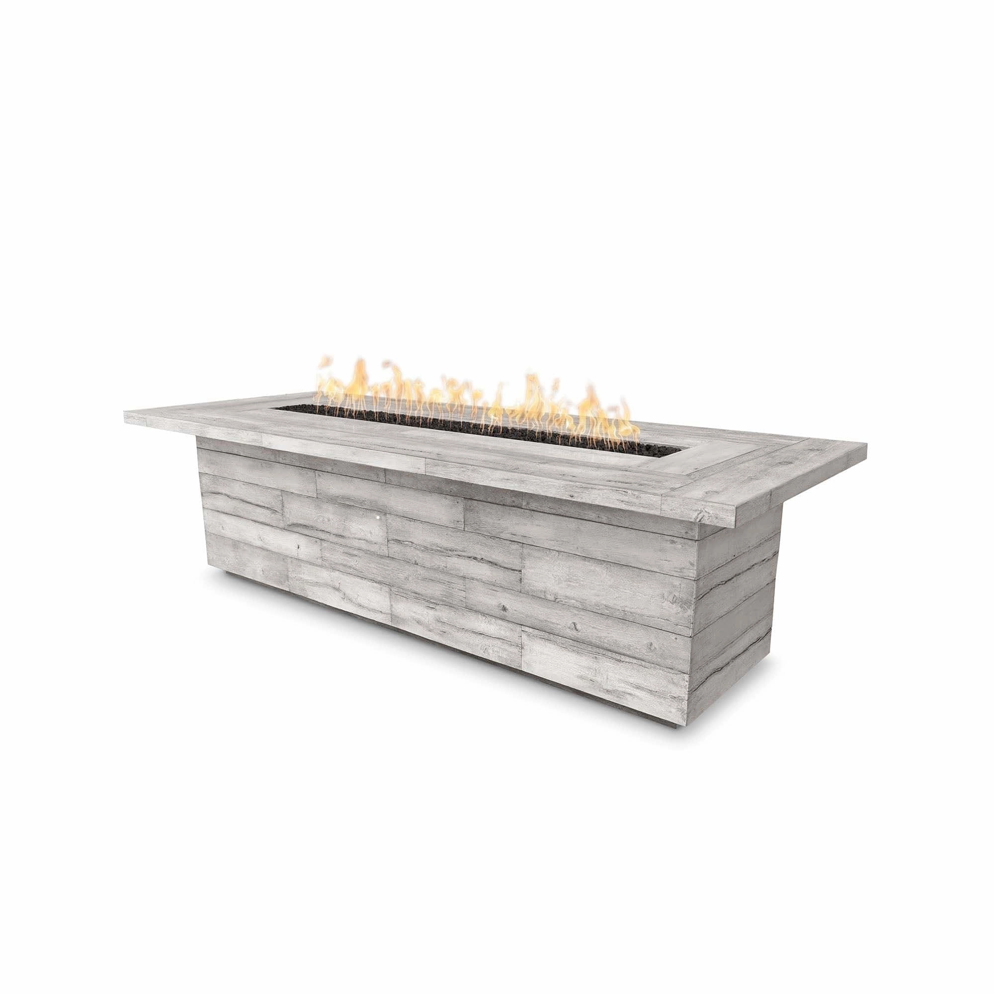 The Outdoor Plus Laguna 120 x 60 110V Electronic Ignition Wood Grain Fire Pit OPT-LGNGF120EKITportable outdoor fire pit with lid