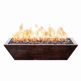 The Outdoor Plus  Linear Maya 60" Hammered Copper Rectangle Match Lit Fire Bowl OPT-6020MCFOportable outdoor fire pit with lid