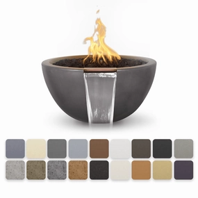 The Outdoor Plus Luna GFRC 30" Concrete Round Match Lit Fire & Water Bowl OPT-LUNFW30portable outdoor fire pit with lid