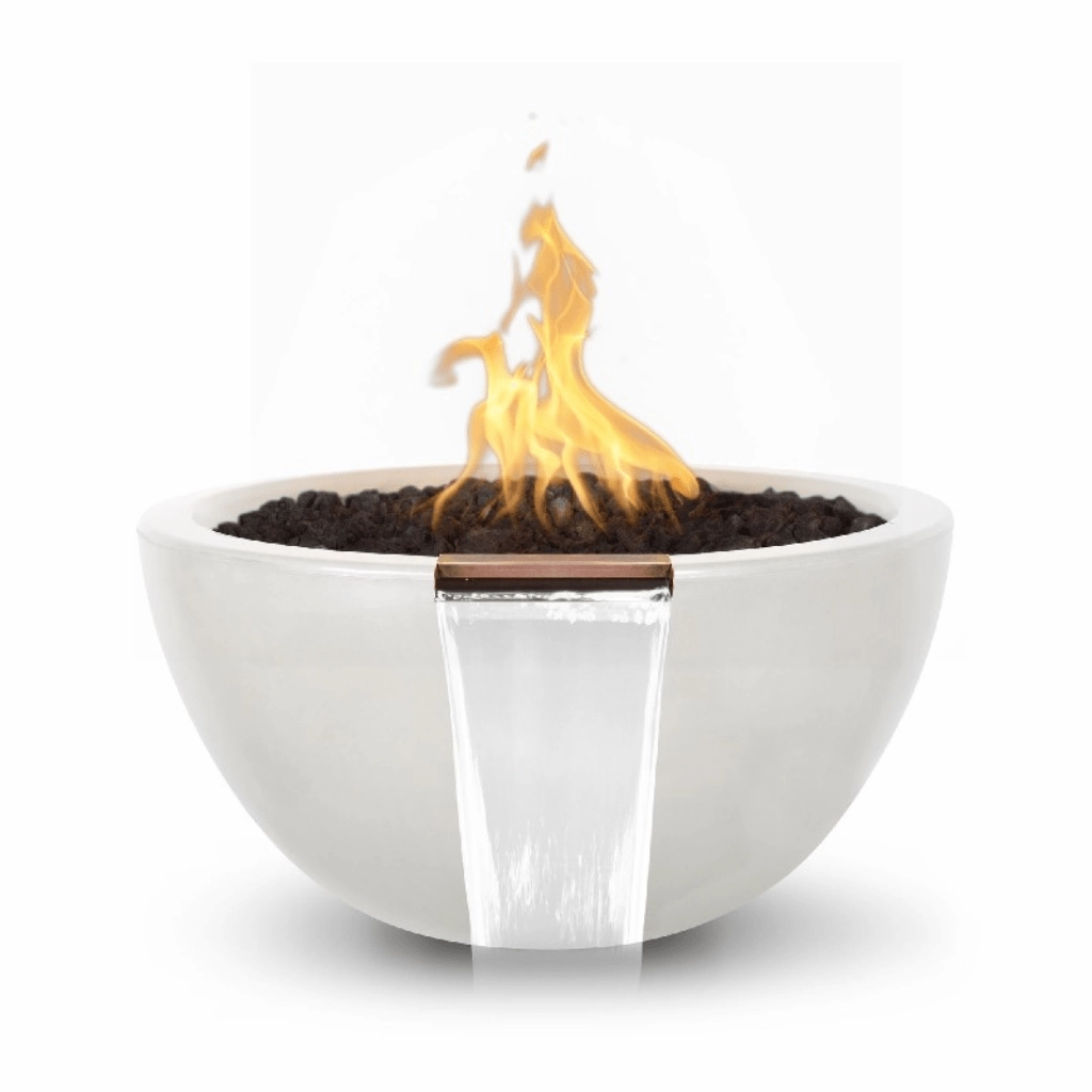 The Outdoor Plus Luna GFRC 30" Concrete Round Match Lit Fire & Water Bowl OPT-LUNFW30