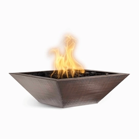 The Outdoor Plus Maya 30" Match Lit Hammered Copper Square Fire Bowl OPT-103-SQ30portable outdoor fire pit with lid