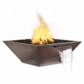 The Outdoor Plus Maya 36" Hammered Copper Square 12V Electronic Ignition Fire & Water Bowl OPT-36SCFWE12Vportable outdoor fire pit with lid