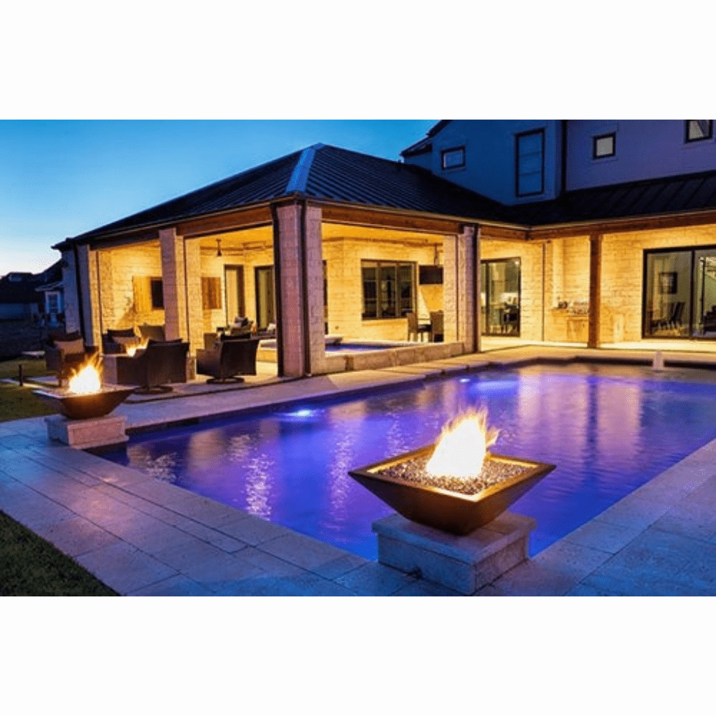 The Outdoor Plus Maya 36" Powder Coated Steel Square 12V Electronic Ignition Fire Bowl OPT-36SQPCFOE12V