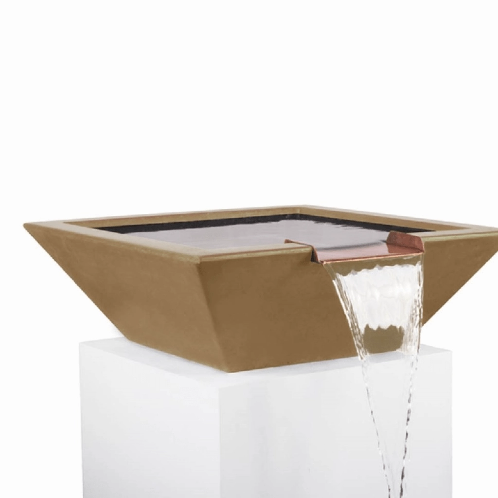 The Outdoor Plus Maya GFRC 24" Concrete Square Water Bowl OPT-24SWO