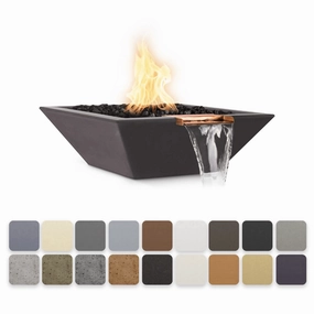 The Outdoor Plus Maya GFRC 24" Match Lit Concrete Square Fire & Water Bowl OPT-24SFWportable outdoor fire pit with lid