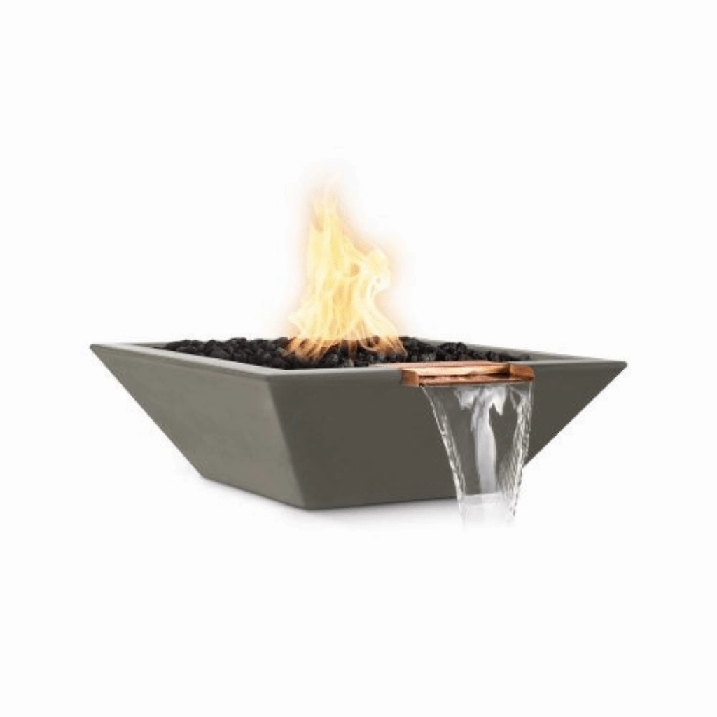 The Outdoor Plus Maya GFRC 24" Match Lit Concrete Square Fire & Water Bowl OPT-24SFW