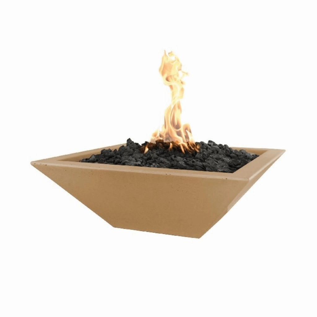 The Outdoor Plus Maya GFRC 24" Match Lit Concrete Square Fire Bowl OPT-24SFO