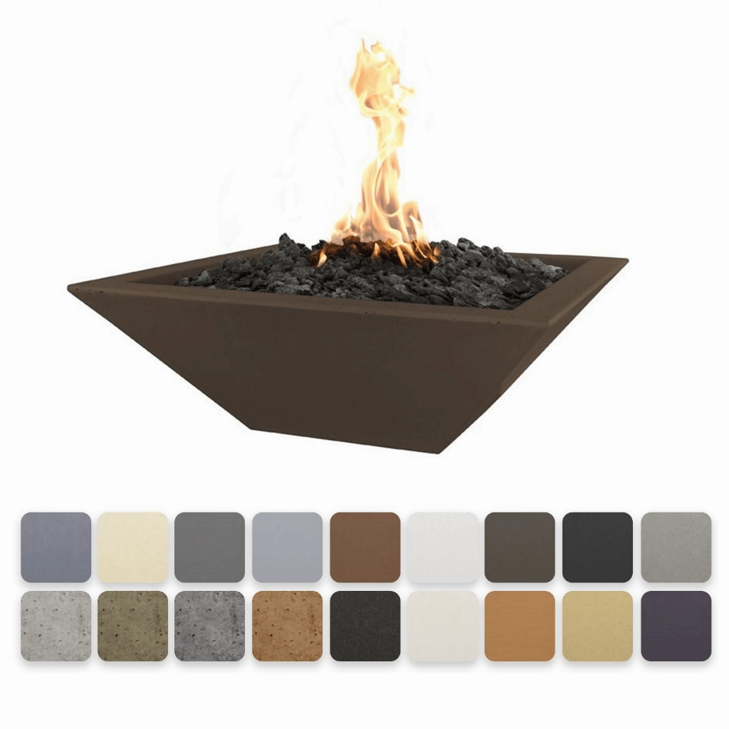 The Outdoor Plus Maya GFRC 24" Match Lit Concrete Square Fire Bowl OPT-24SFOportable outdoor fire pit with lid