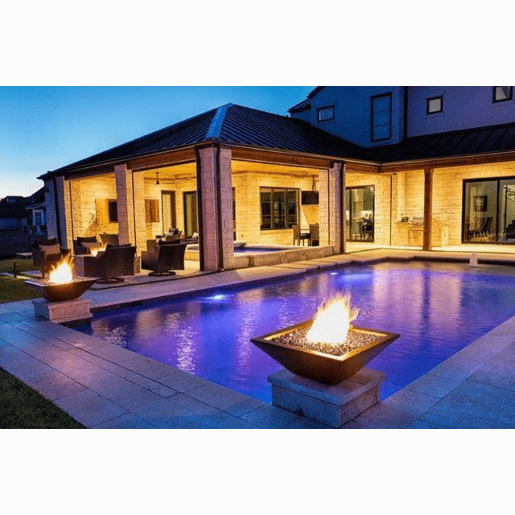 The Outdoor Plus Maya GFRC 24" Match Lit Concrete Square Fire Bowl OPT-24SFO
