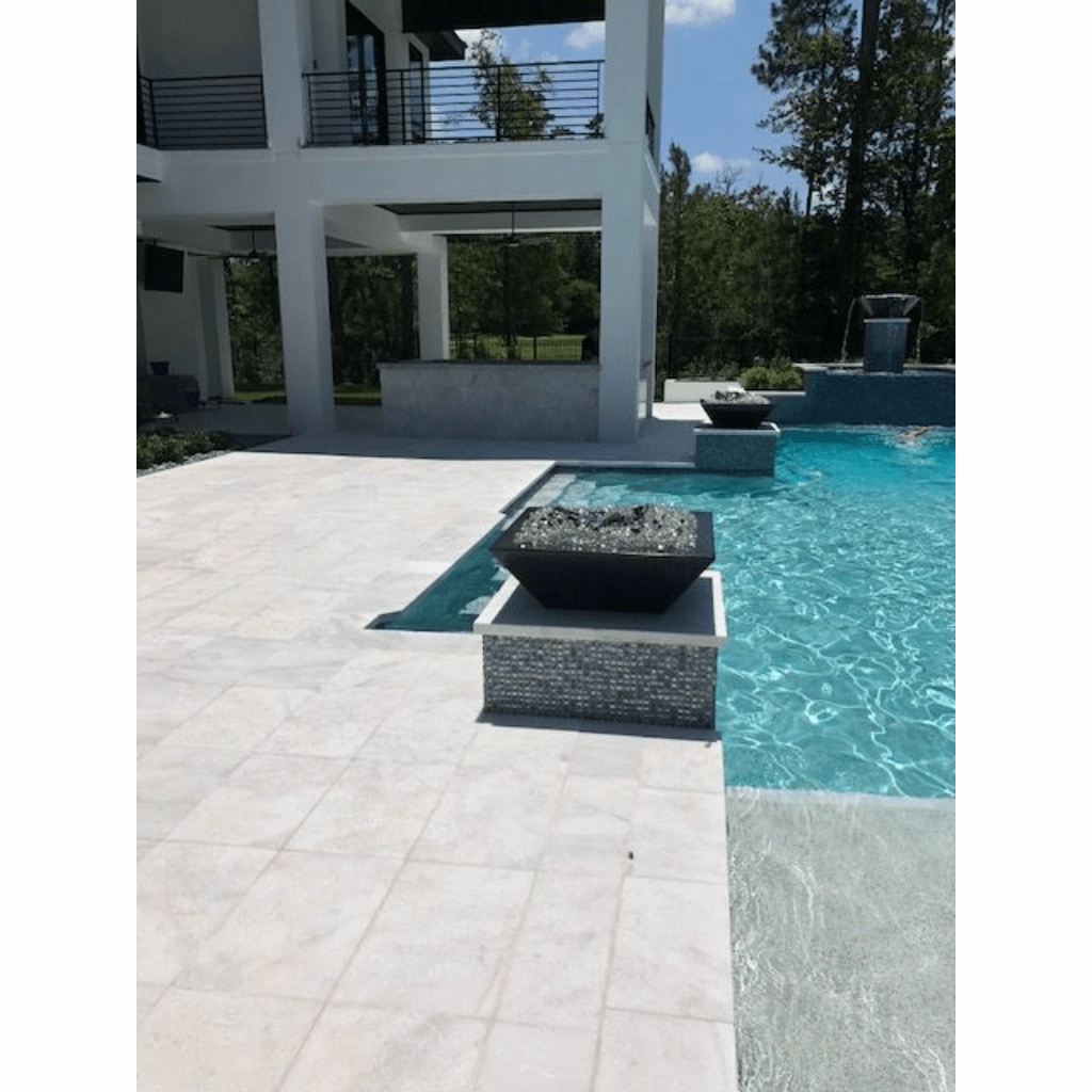 The Outdoor Plus Maya GFRC 24" Match Lit Concrete Square Fire Bowl OPT-24SFO