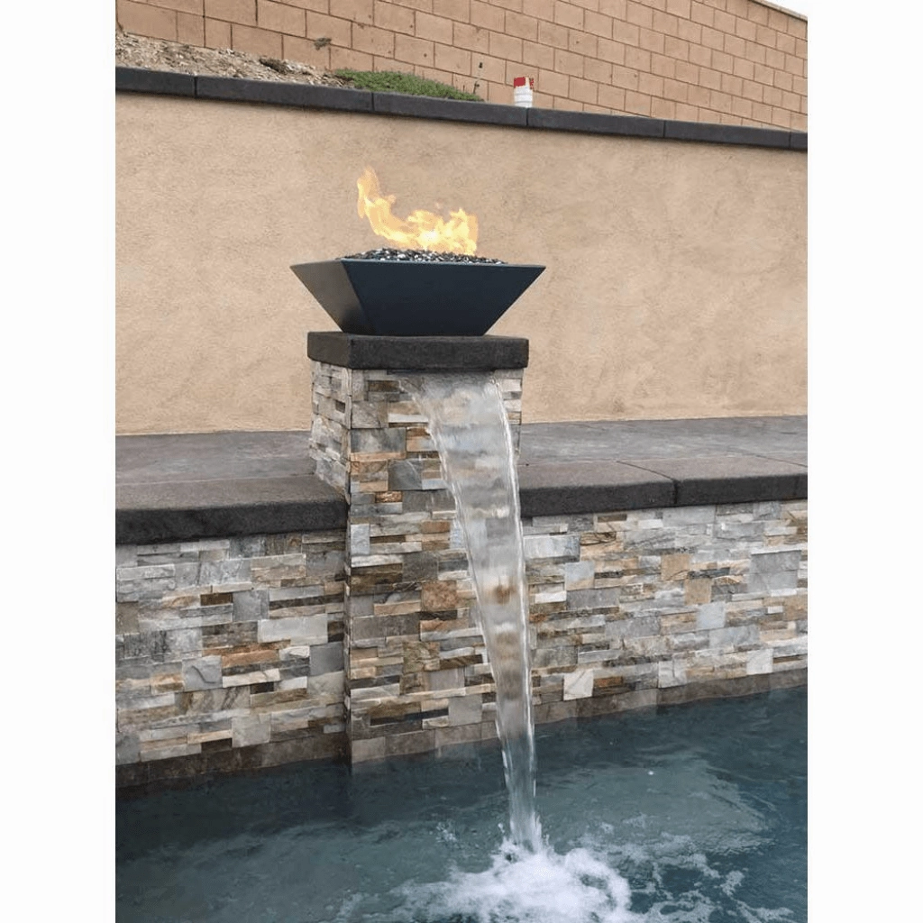 The Outdoor Plus Maya GFRC 24" Match Lit Concrete Square Fire Bowl OPT-24SFO