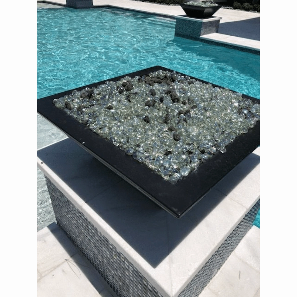 The Outdoor Plus Maya GFRC 24" Match Lit Concrete Square Fire Bowl OPT-24SFO