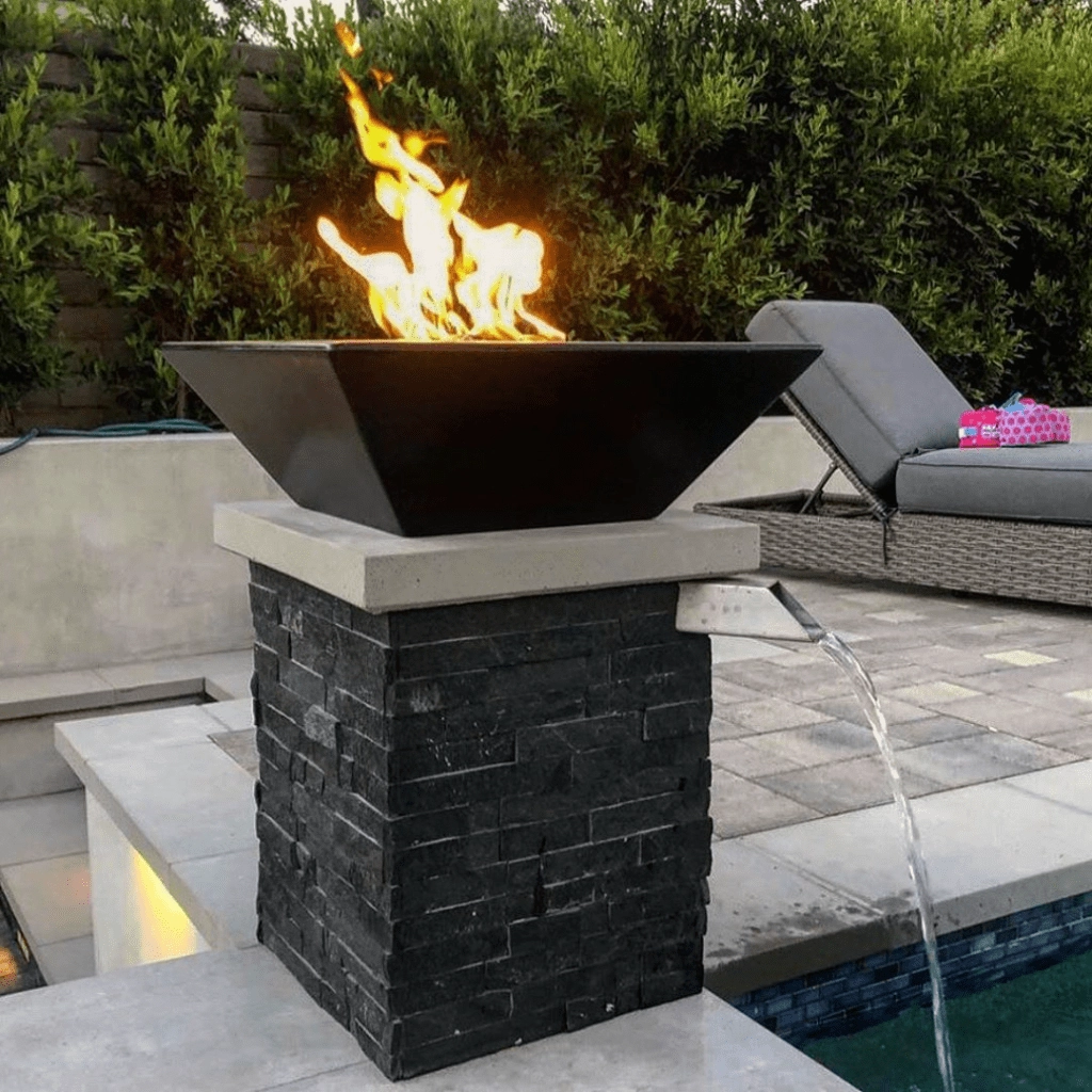 The Outdoor Plus Maya GFRC 24" Match Lit Concrete Square Fire Bowl OPT-24SFO